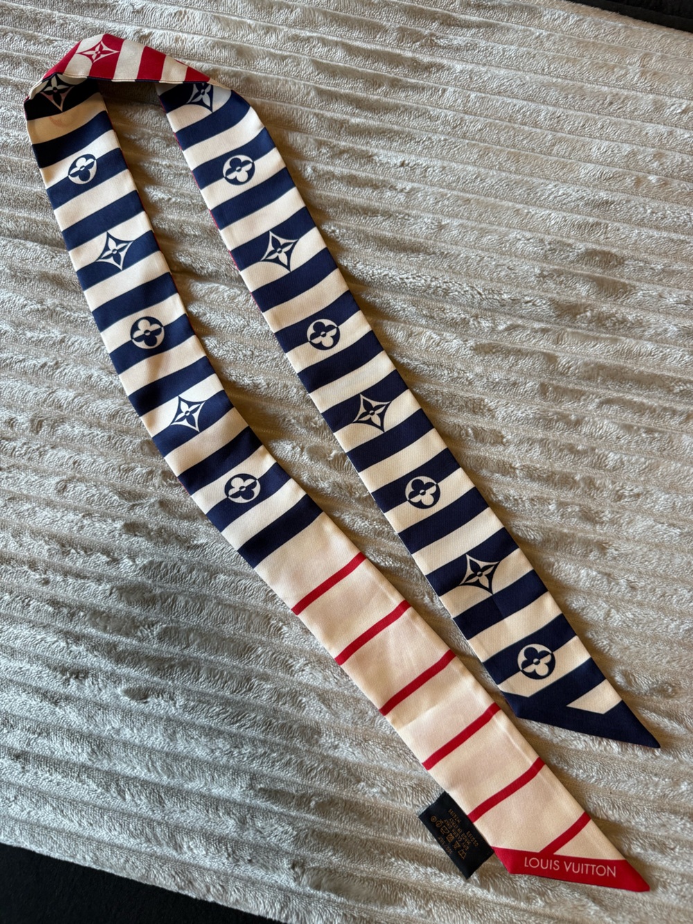 Louis Vuitton Navy, White & Red Striped Monogram Twilly